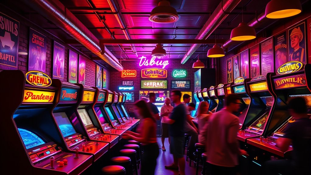 vibrant retro arcade atmosphere