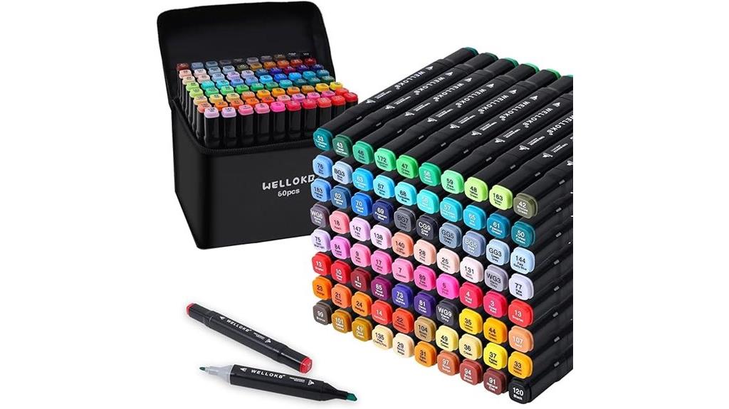60 color dual tip markers