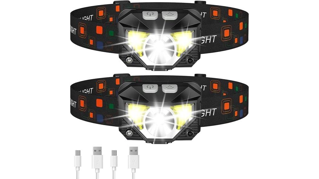 dual rechargeable waterproof headlamps