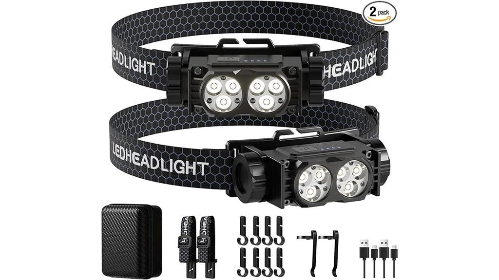 dual rechargeable waterproof headlamps