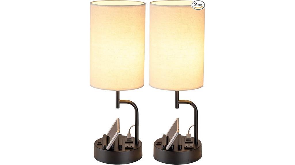 dual usb and outlet lamps