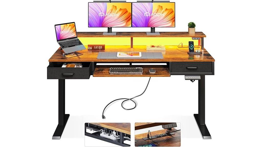 electric desk with drawers