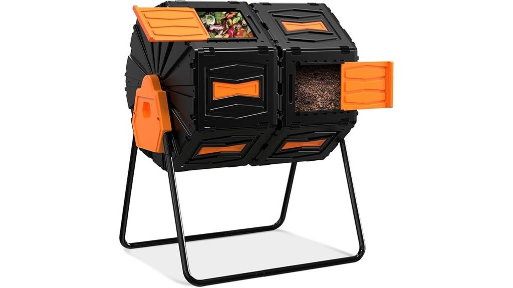 large dual chamber compost tumbler