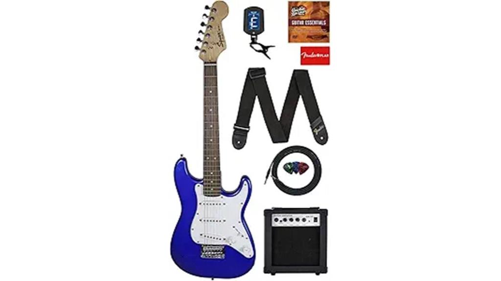 mini blue electric guitar