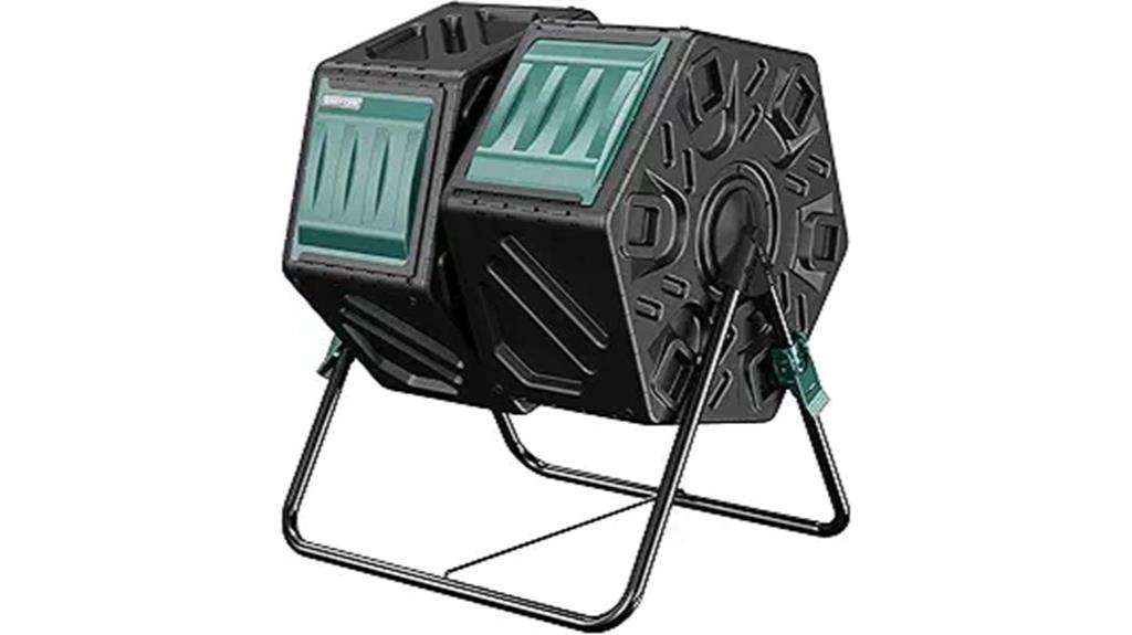 outdoor dual chamber compost tumbler