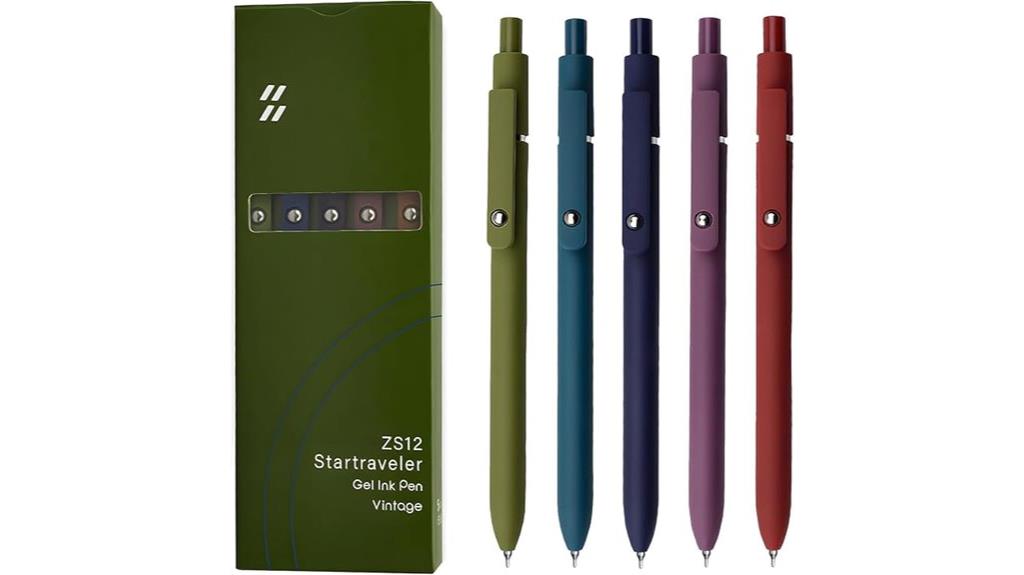 set of five black gel pens