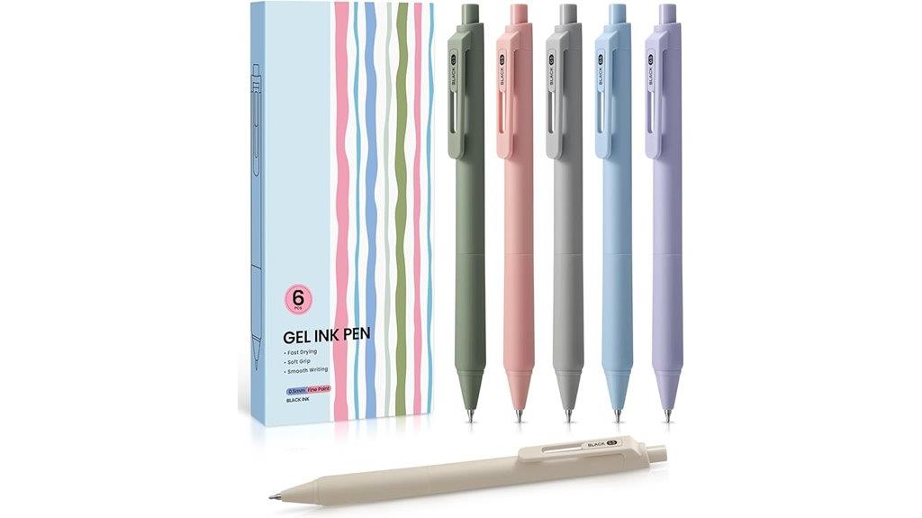 six fine tip gel pens