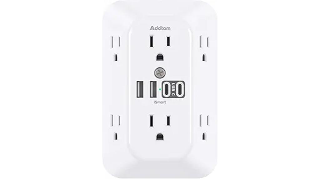 six outlets four usb