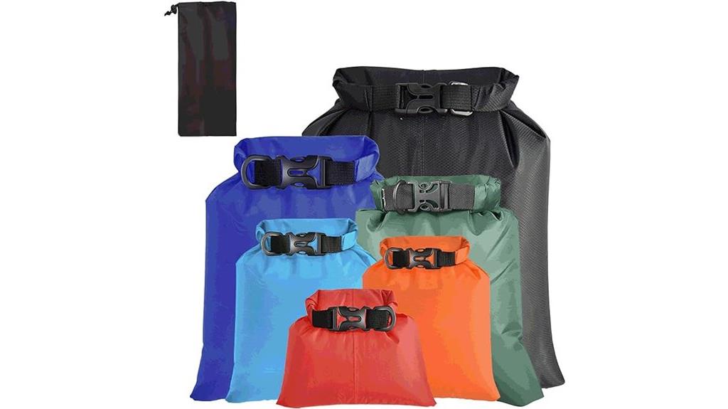 six waterproof dry bags