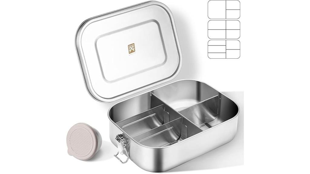 stainless steel 5 compartment bento