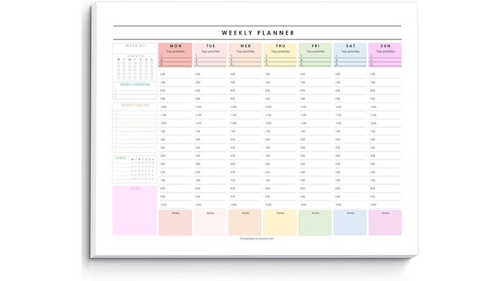 weekly planner tear away sheets