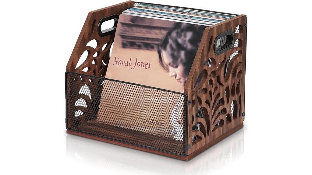 wooden vinyl record organizer