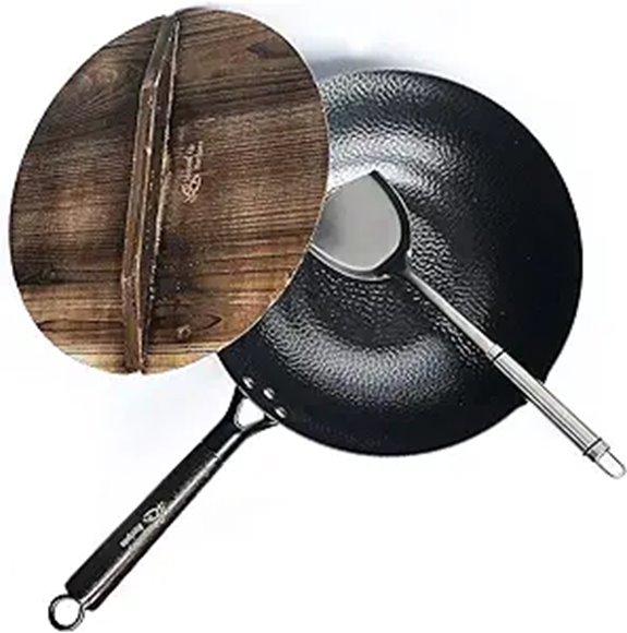 12.5-Inch Carbon Steel Wok with Lid and Spatula