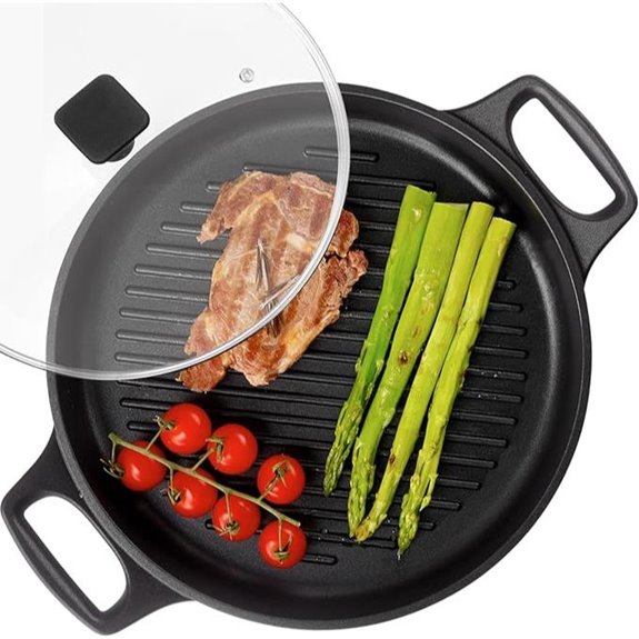 S·KITCHN 12-Inch Cast Aluminum Griddle with Lid