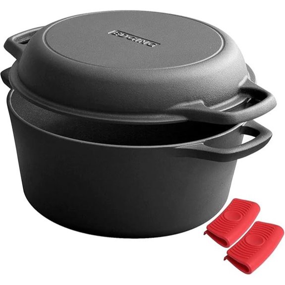 Cast Iron Dutch Oven with Skillet Lid 5 Qt