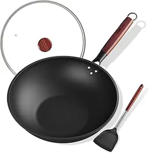 Carbon Steel 13-Inch Wok with Cover and Spatula