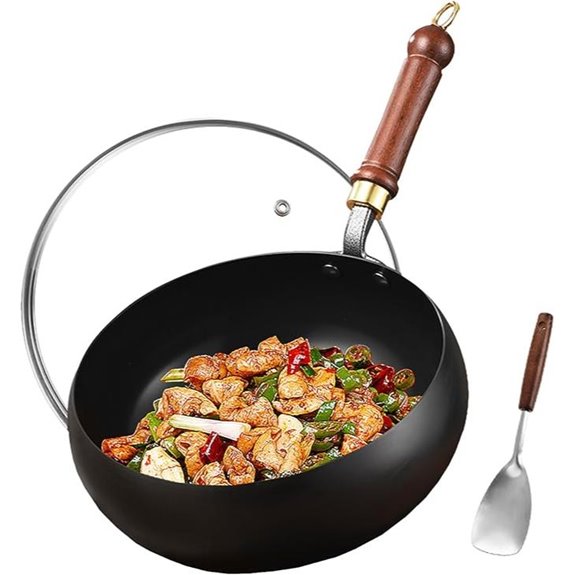 Carbon Steel Wok Pan with Glass Lid