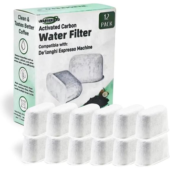 12 Pack Charcoal Water Filters for Delonghi Espresso Machines