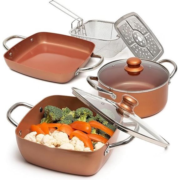 Moss & Stone 7-Piece Copper Non-Stick Cookware Set