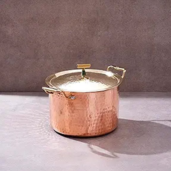 P-TAL 5QT Copper Cooking Pot with Brass Lid