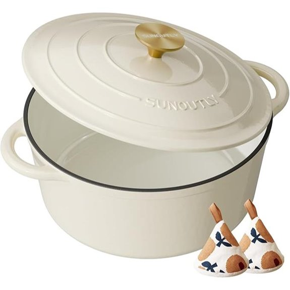 Enameled Cast Iron Dutch Oven 7.5QT Cream White
