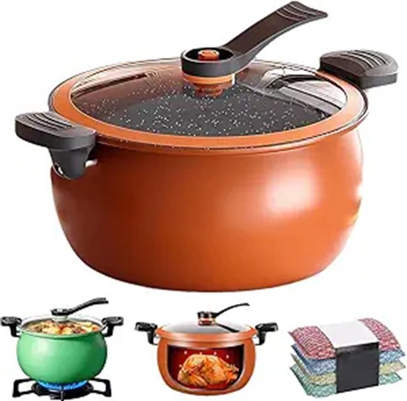 Multifunctional 8QT Non-stick Pressure Cooker with Glass Cover