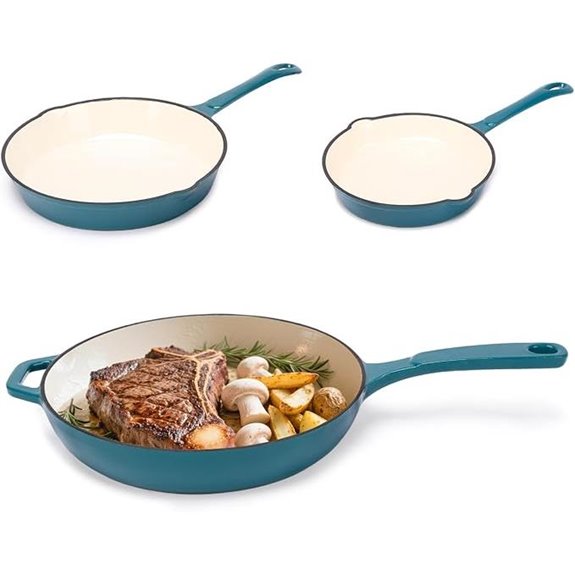 Hisencn Enamel Cast Iron Frying Pan Set (3 Pieces)