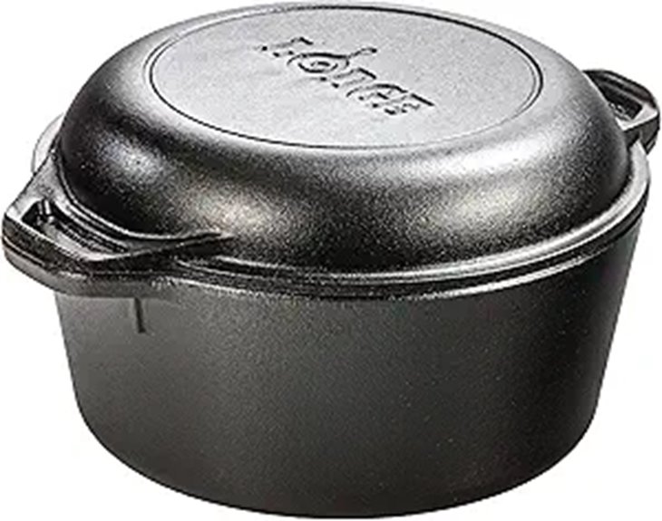 Lodge 5-Quart Cast Iron Double Dutch Oven