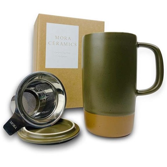 Mora Large Ceramic Tea Mug with Infuser and Lid