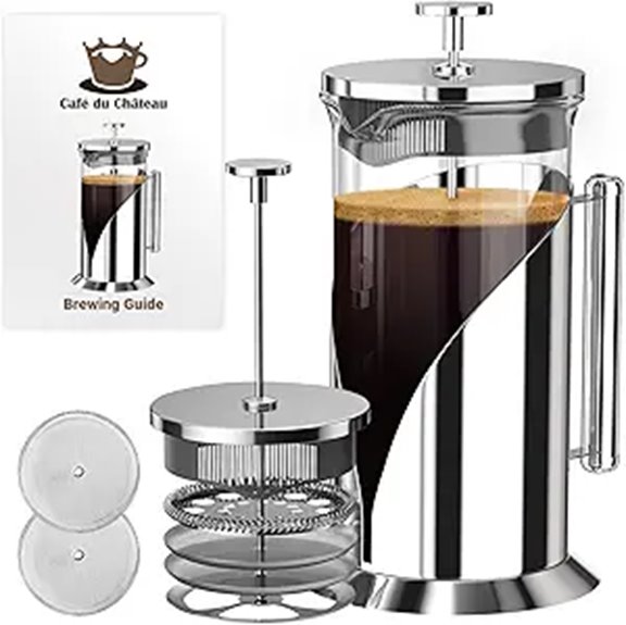 Cafe Du Chateau 34oz Stainless Steel French Press