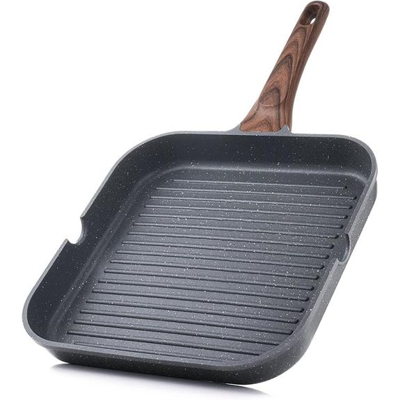 SENSARTE Nonstick 11-Inch Grill Pan with Spouts