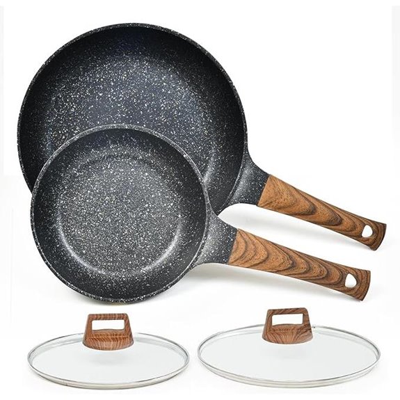Nonstick Frying Pan Set with Lids and Glass Cover