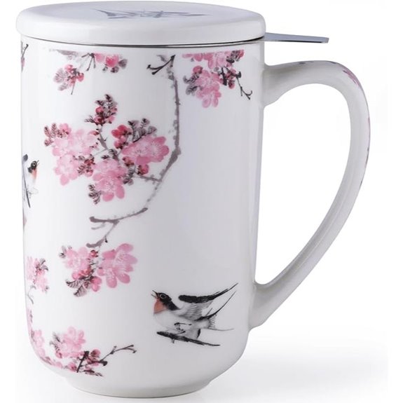 AmorArc Porcelain Tea Mug with Infuser and Lid