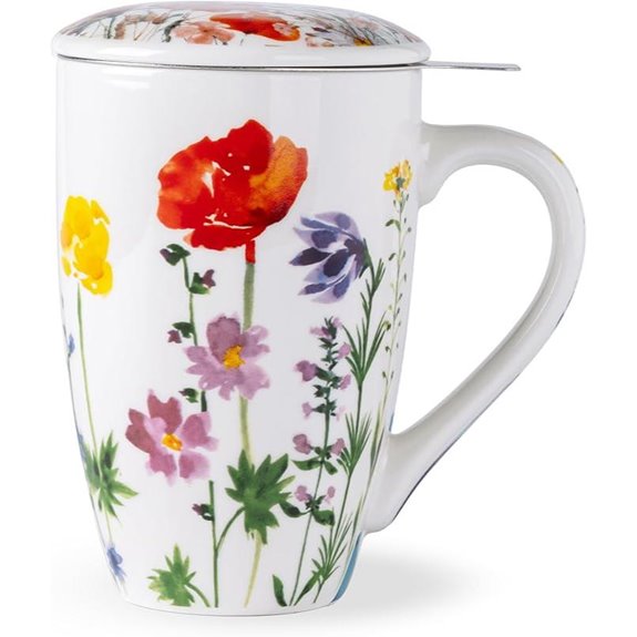 AmorArc Porcelain Tea Mug with Infuser and Lid