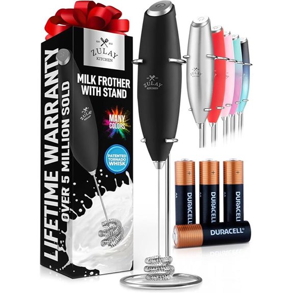 Zulay Tornado Handheld Milk Frother with Batteries