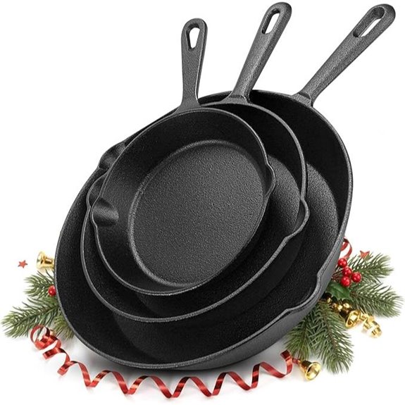 Utopia Cast Iron Skillet Set 3 Pieces Preseasoned