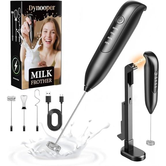 Rechargeable 3-in-1 Electric Milk Frother with Digital Display