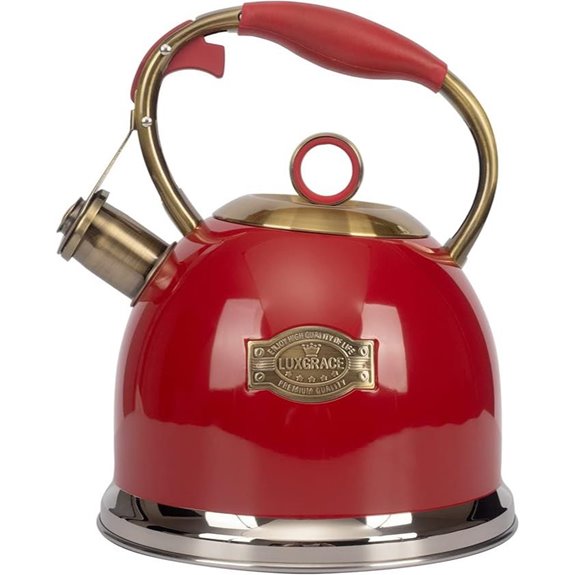 Tea Kettle Stovetop Whistling Teapot Stainless Steel Red 3.0-Quart