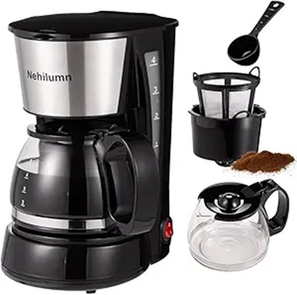 4-Cup Electric Drip Coffee Maker with Filter