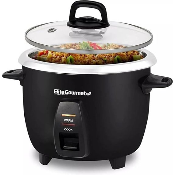 Elite Gourmet Electric Rice Cooker 10 Cups Stainless Steel