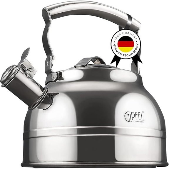 GIPFEL Stainless Steel Whistling Tea Kettle 2.3 Qt