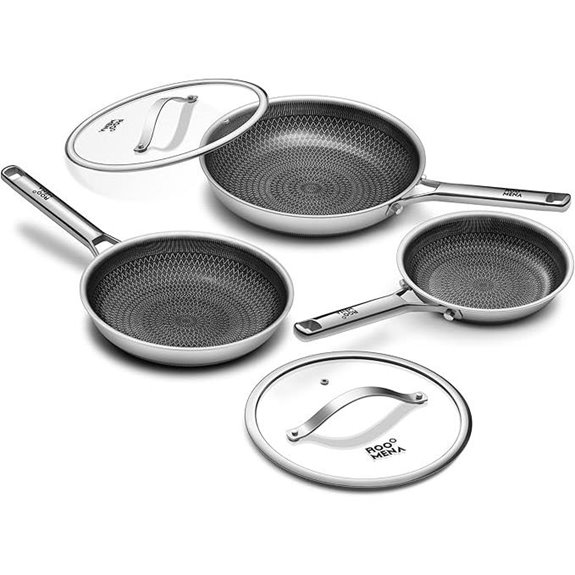 Nonstick Frying Pan Set with Lids (3-Piece)