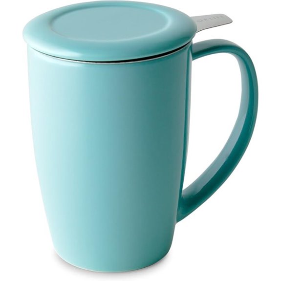 FORLIFE Curve Tall Tea Mug with Infuser and Lid 15 ounces Turquoise