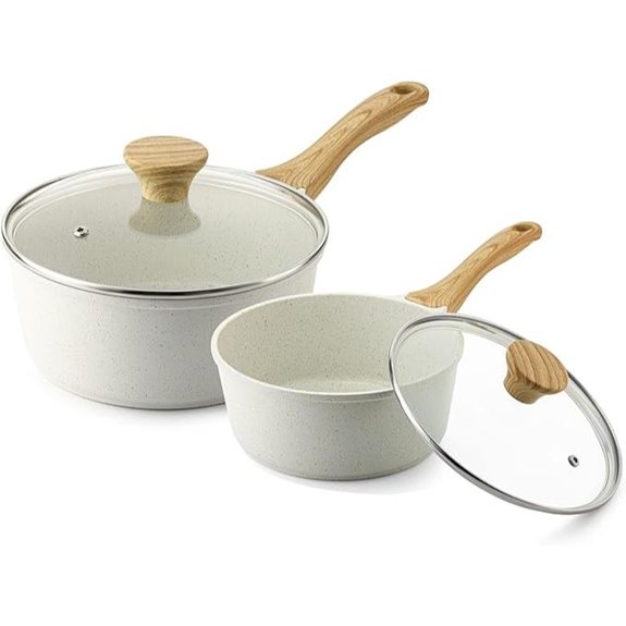 Sensarte White Ceramic Nonstick Saucepan Set